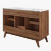13 48 Inch Walnut Rattan Double Sink Mid-Century Bathroom Vanity with White Quartz Top