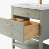 14 Minimalist Light Sage All-in-One Bathroom Vanity with Integrated Ceramic Sink