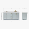 14 Spacious Light Gray All-in-One Double Sink Shaker Bathroom Vanity
