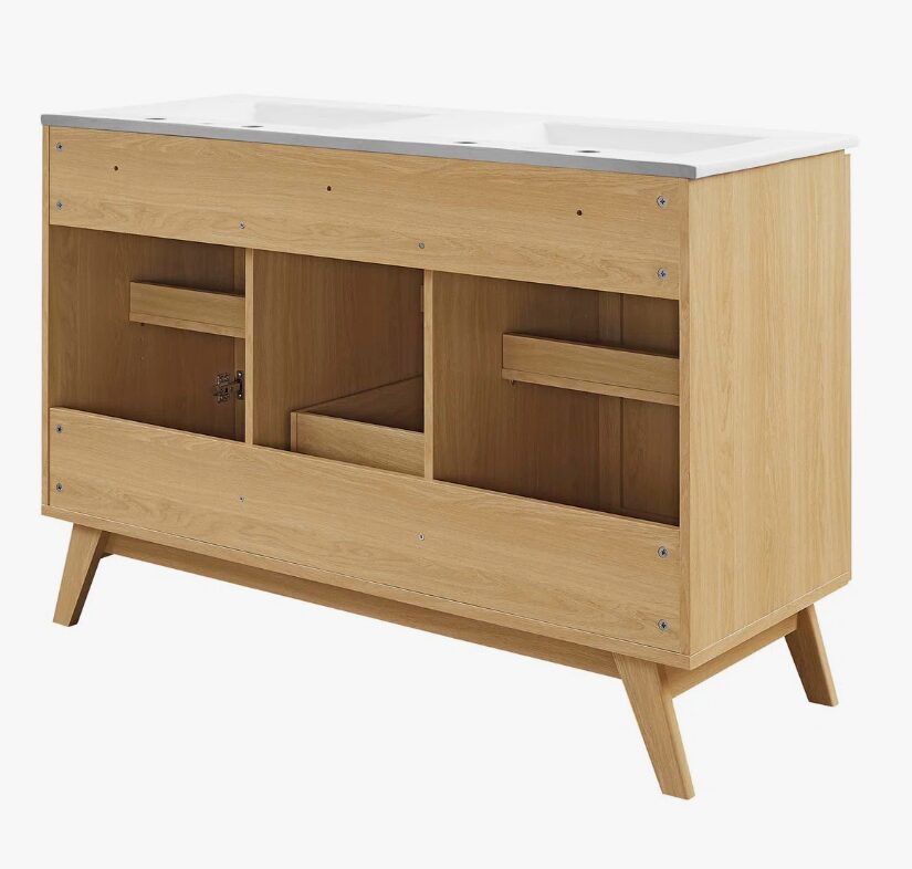 14 48" Coastal Rattan Double Bathroom Vanity for Master Bath Remodel