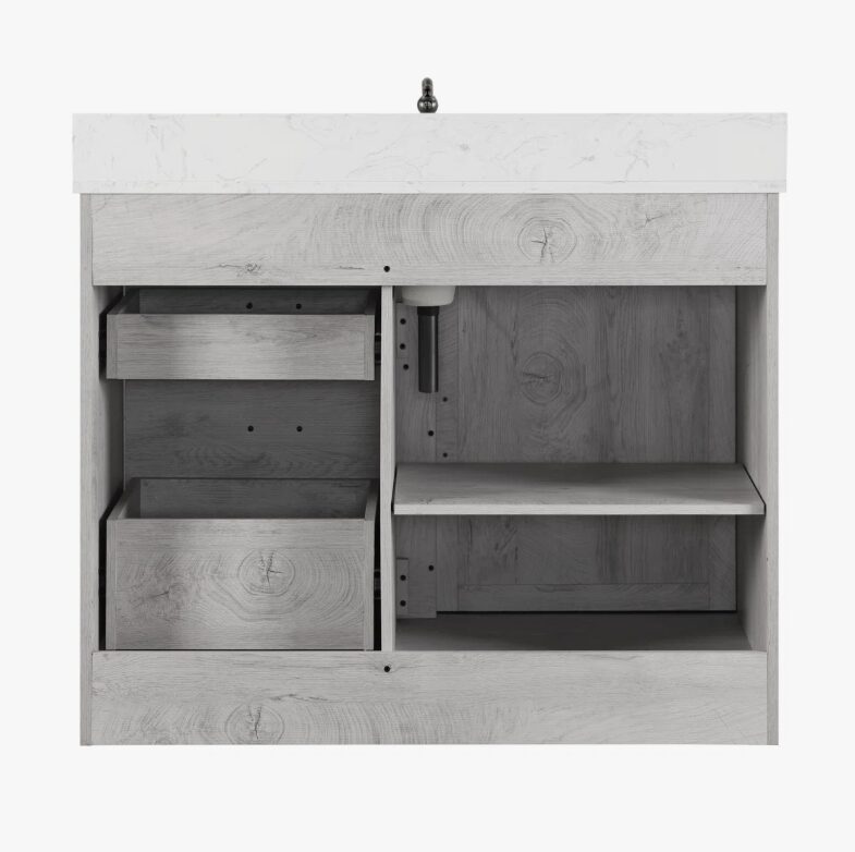 14 Light Gray Farmhouse Vanity with Cross Barn Door for Coastal, Modern Farm & Industrial Bath Remodel