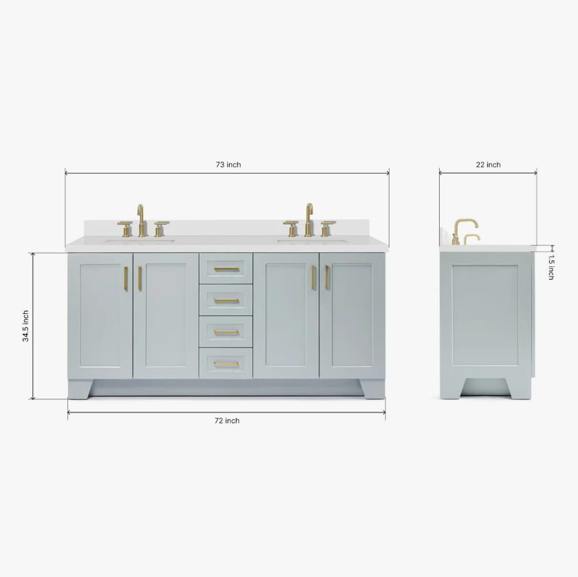 14 Spacious Light Gray All-in-One Double Sink Shaker Bathroom Vanity