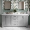 15 Spacious Light Gray All-in-One Double Sink Shaker Bathroom Vanity