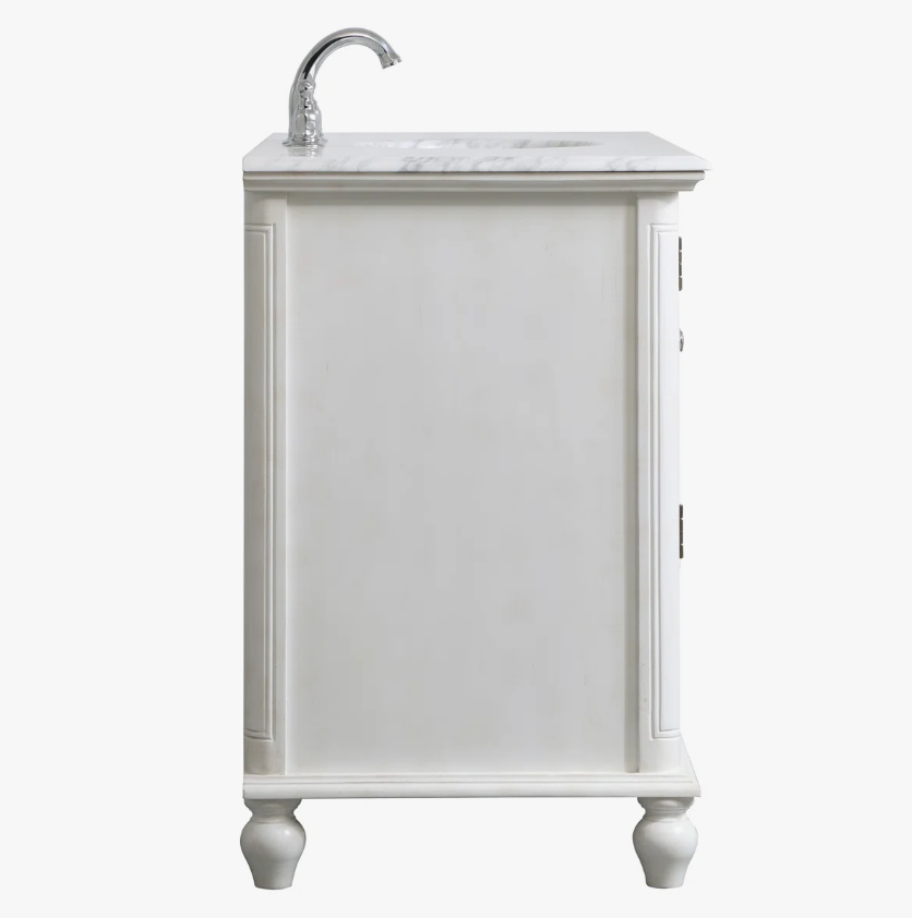 Transitional White Bathroom Vanity with Nickel Knobs & Undermount Sink