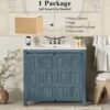 15 Rustic Distressed Blue Freestanding Vanity Cabinet with Double Storage Shelves