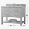 16 Rustic Gray Freestanding Single Sink Vanity with Open Towel Storage Shelf
