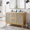 16 48" Coastal Rattan Double Bathroom Vanity for Master Bath Remodel