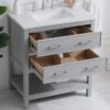 2 Light Gray Open Shelf Bathroom Vanity with White Quartz Countertop