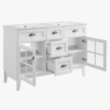 2 Traditional White Double Vanity with Integrated White Solid Surface Countertop