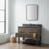 2 Rustic Gray Freestanding Single Sink Vanity with Open Towel Storage Shelf