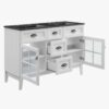 Farmhouse White Double Vanity Cabinet with Black Integrated Countertop