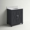 2 2 Door Modern Dark Bathroom Sink Vanity with White Countertop