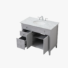 2 42" Modern Grey Wood Bathroom Vanity with Natural Marble Countertop