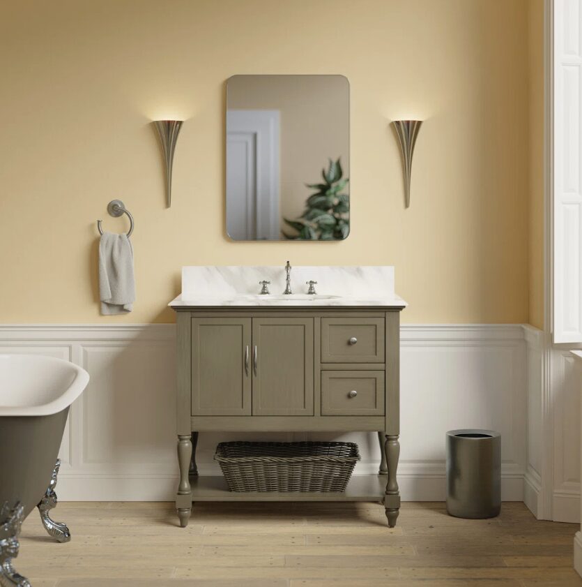 Gray Traditional Bathroom Vanity Cabinet for Guest & Master Bathrooms