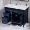 42" Modern Navy Blue Wood Vanity with Natural Marble Countertop for Master Bath