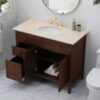 2 42" Classic Espresso Wood Bathroom Vanity with Natural Stone Countertop