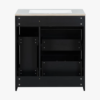 2 30" Black Vanity Cabinet with White Sink & Gold Hardware