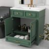 2 30" Farmhouse Sage Green Wood Vanity with Multi Storage for Small Guest Bathrooms