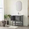 2 30 Inch Grey Freestanding Bathroom Vanity with White Ceramic Sink & Open Storage Shelf