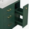 2 30" Dark Green Vanity with White Sink & Gold Hardware