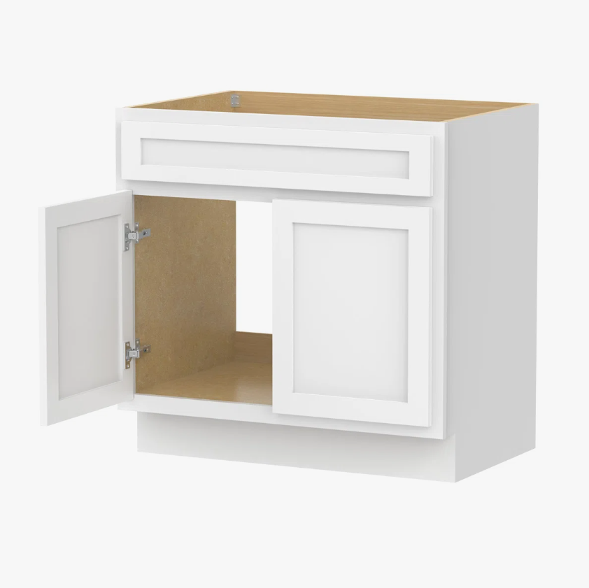 36" White Shaker Bathroom Vanity Cabinet Without Sink Top