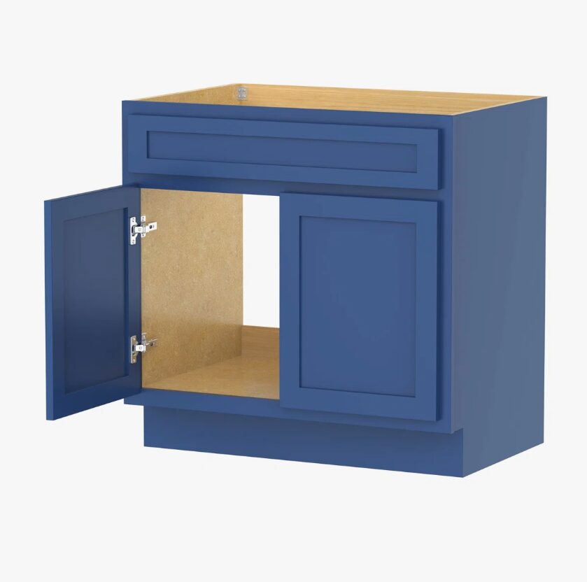 36 Inch Deep Blue Shaker Bathroom Storage Cabinet for Custom Countertop