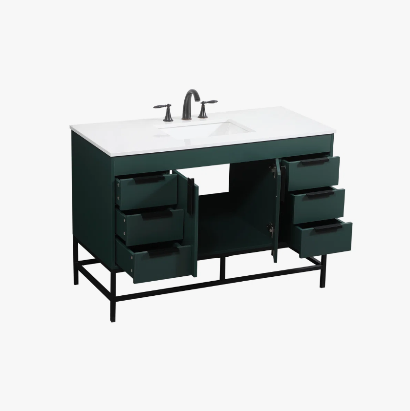 2 Modern Single Sink Emerald Green Bathroom Vanity Cabinet
