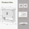 30 Inch White Barn Door Single Sink Bathroom Vanity with RGB LED Light, Over-the-Door Storage & Ceramic Sink