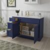 Modern Navy Blue Shaker Vanity Base Cabinet for Custom Quartz Countertop Bathroom Remodel