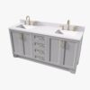 2 Spacious Light Gray All-in-One Double Sink Shaker Bathroom Vanity