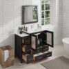 2 Contemporary Espresso Vanity Cabinet Set for Minimalist & Transitional Bathroom Remodel