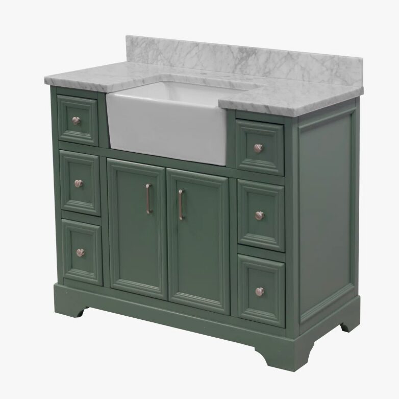 Transitional Sage Green Farmhouse Vanity for Cottage, Coastal & Traditional Bathroom Remodel