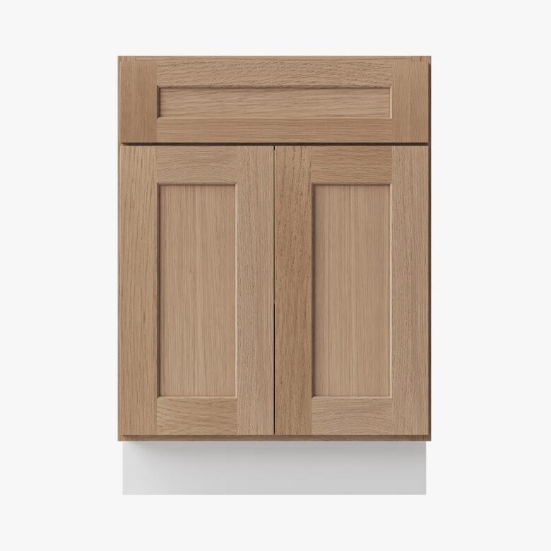 Freestanding Wood Grain Shaker Kitchen Base Cabinet, Moisture Resistant Storage Cabinet