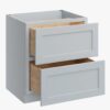 2 Modern Light Gray Double Drawer Shaker Base Cabinet for Kitchen Remodel & Custom Countertops