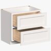 2 Modern Soft White Double Drawer Shaker Base Cabinet for Custom Countertop Kitchen Remodel