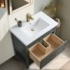 Minimalist Dark Sage All-in-One Bathroom Vanity with Integrated Ceramic Sink