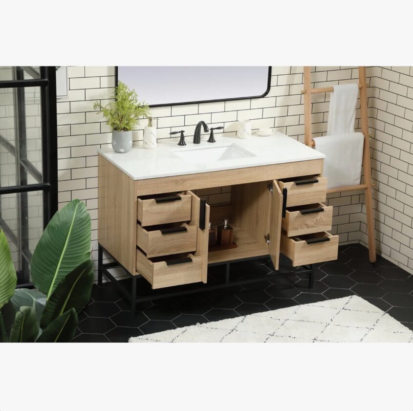 2 Modern Farmhouse Single Sink Wood Bathroom Vanity Cabinet