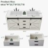 Rustic White Double Vanity Cabinet with Storage Drawers