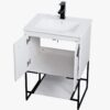 2 Compact White Bathroom Vanity with Double Storage Doors for Powder Room