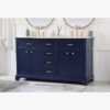 Transitional Navy Freestanding Double Sink Bathroom Vanity Cabinet