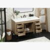 48 Inch Rustic Oak Freestanding Bathroom Vanity with Matte Black Metal Frame