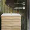 2 Handleless Slat Front Modern Light Wood Single Sink Vanity Cabinet