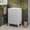 2 24 Inch White Cascade Slatted Mid-Century Freestanding Single Sink Bathroom Vanity