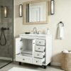 Classic White Shaker Vanity with Integrated Ceramic Sink for Bathrooms