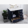 Navy Shaker Bathroom Vanity with 5 Storage Drawers & Double Doors