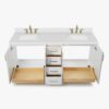 72 Inch White Shaker Double Undermount Sink Bathroom Vanity, White Quartz Countertop & Brushed Gold Hardware