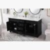 72 Inch Traditional Matte Black Double Sink Bathroom Vanity, Carrara Marble Countertop & Chrome Hardware