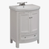 2 24 Inch Curved White Freestanding Bathroom Vanity with Integrated Ceramic Sink & Silver Knobs