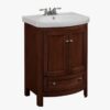 24 Inch Walnut Curved Freestanding Bathroom Vanity with Ceramic Sink & Silver Knobs