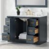 Modern Navy Wood Bathroom Vanity with Gold Hardware